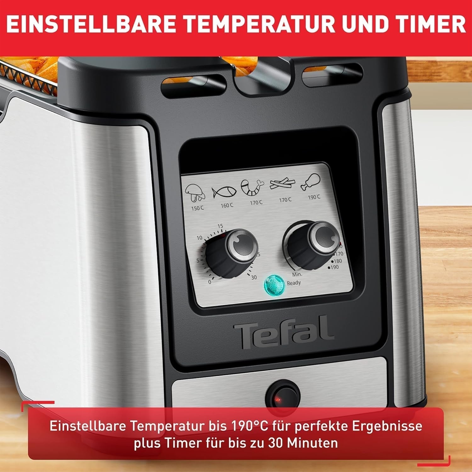 Tefal FR600D Clear Duo fritös, fritering med mindre rök och lukt, kapacitet 1,2 kg, termostat, timer, stort visningsfönster utan imma Hushållsapparater Naty Shop