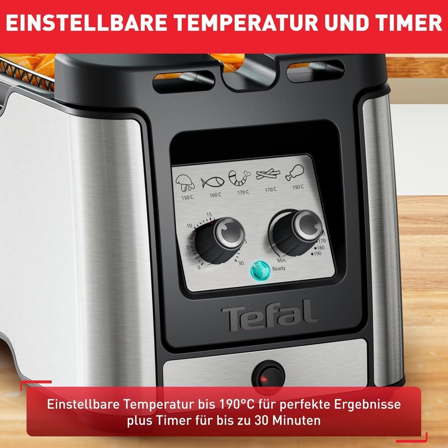 Tefal FR600D Clear Duo fritös, fritering med mindre rök och lukt, kapacitet 1,2 kg, termostat, timer, stort visningsfönster utan imma Hushållsapparater Naty Shop