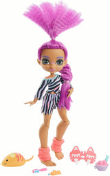 Cave Club GTH02 - Roaralai Pyjamas Party Fun Doll, Leddocka med lila hår och tillbehör, present till barn från 4 år och uppåt, Flerfärgad