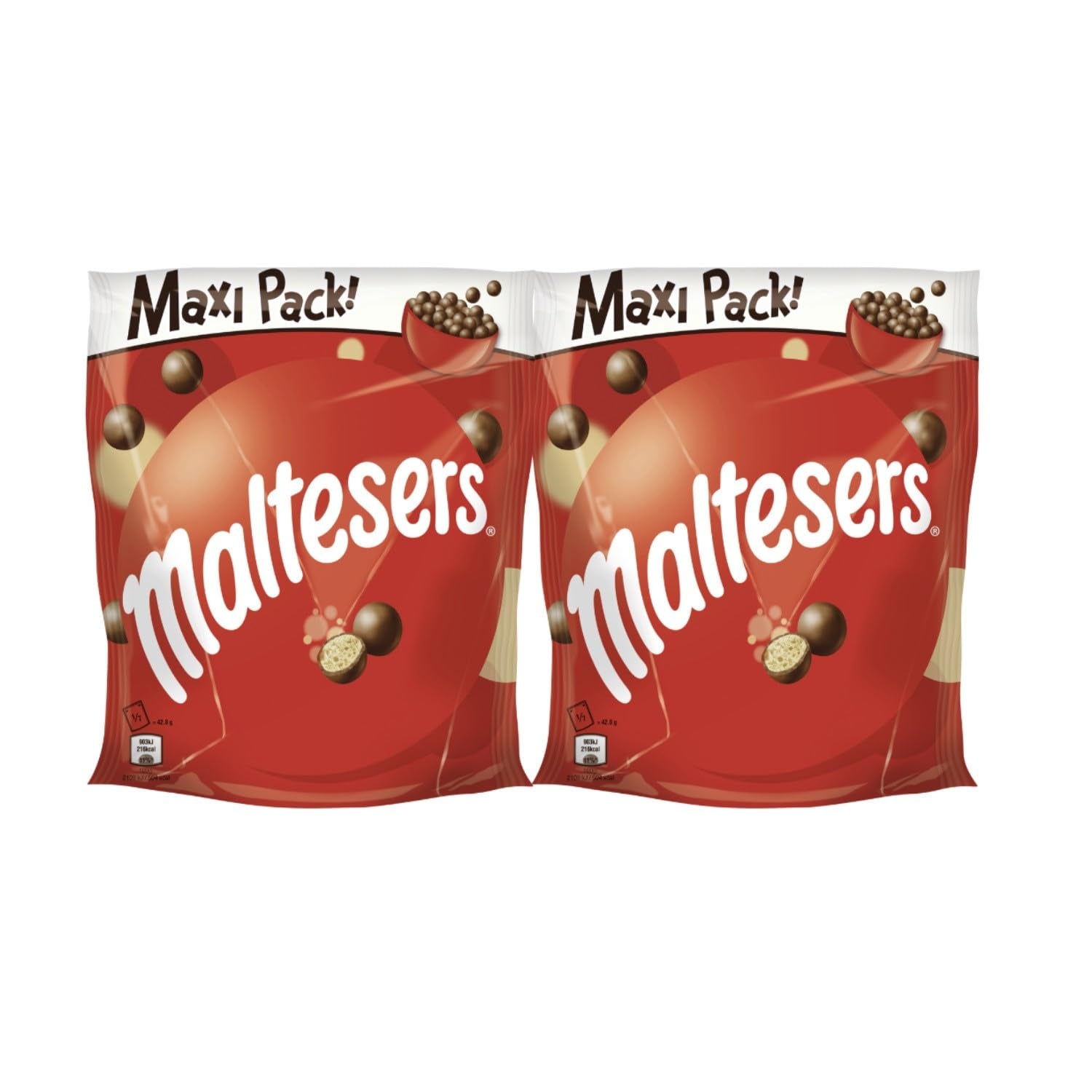 Malteser, chokladbollar med krispigt och lätt centrum, luftigt, chokladsnack, 1 förpackning (1 x 300g)