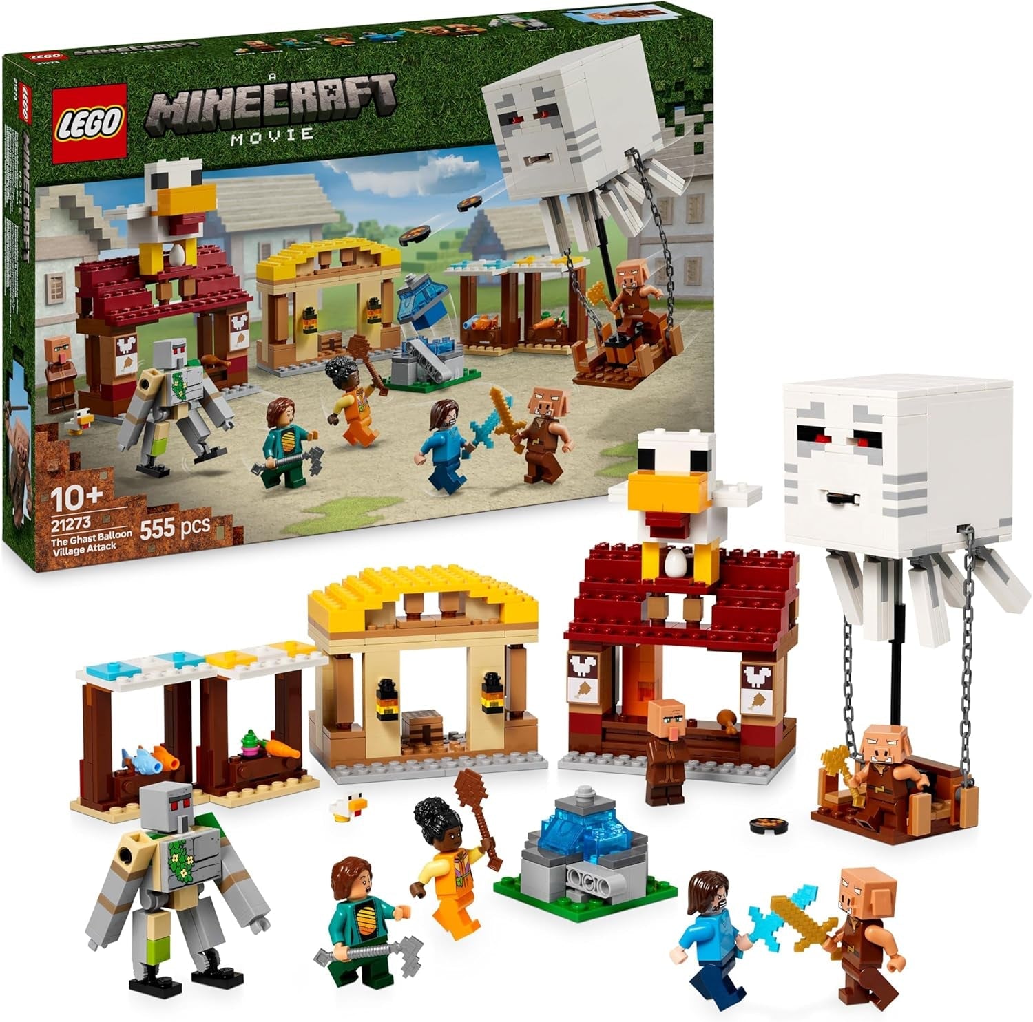 LEGO Minecraft Ghast Balloon Attack - Spelleksak för barn - Byggsats för hus, kyckling och Golem videospel - Filmvaror för pojkar 10+ - 21273 Byggset Besuche den LEGO-Store Standardtitel