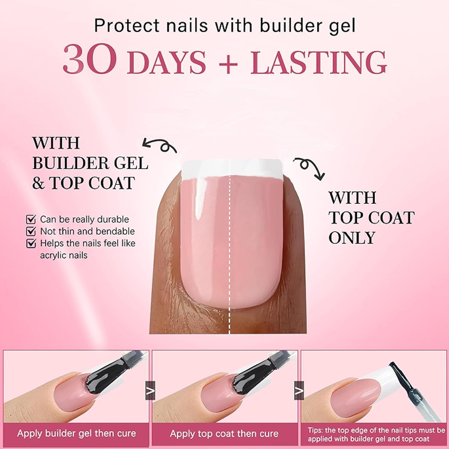 240 Set Korta franska lösnaglar, fyrkantiga konstgjorda naglar, lim på naglar, akryl nagelspetsar, lösnaglar för kvinnor, DIY Nail Art