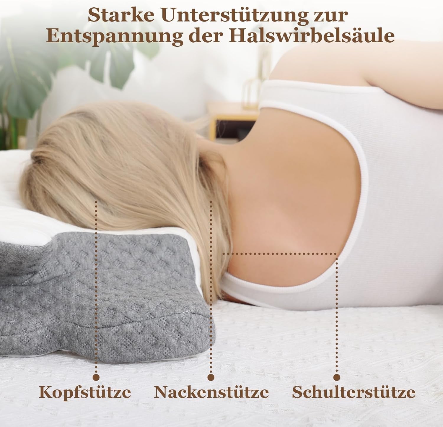 Wellsync Nackkudde Ergonomisk kudde Memory Foam Kudde Ortopedisk kudde för sidosliprar Ryggslipare Magslipare Nacksmärta Vit Grå Cervikala Ortopediska Kuddar Naty Shop