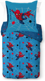 Sängkläder för barn, Disneyfigurer, 100 % bomull Sängkläder - barn Naty Shop Blue - Spiderman 135X200/80X80 (2 st)