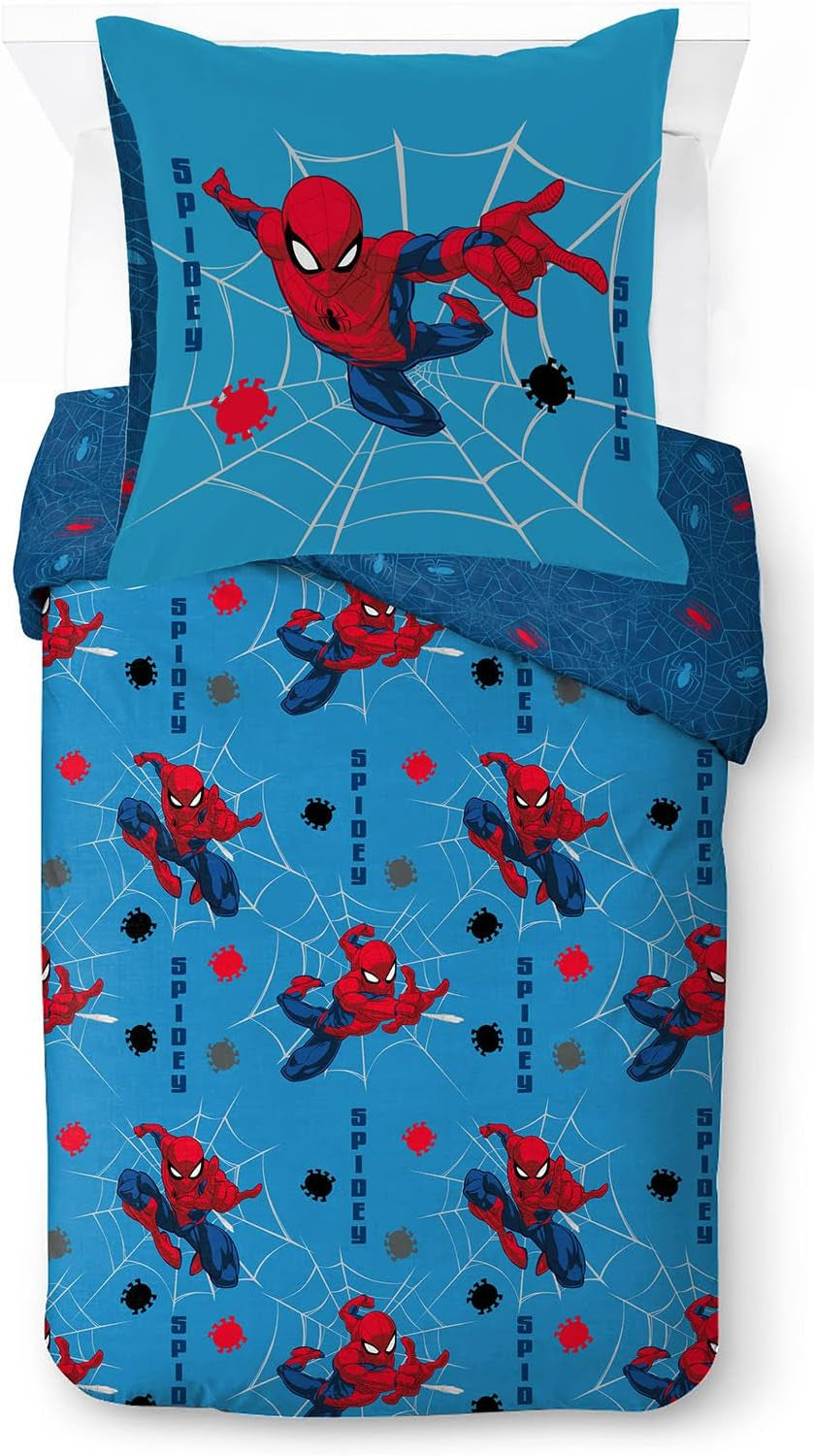 Sängkläder för barn, Disneyfigurer, 100 % bomull Sängkläder - barn Naty Shop Blue - Spiderman 135X200/80X80 (2 st)