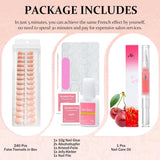 240 st Gradient Square Nails Set, Nude White Gradient Artificiella naglar för Oil Pen Lime, Medium Ombre Natural Fake Nails for Women DIY (Nude Square)