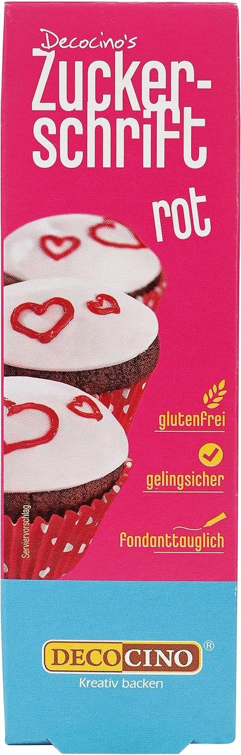 Decocino Red Sugar Lettering - Matfärgning Bokstäver - Praktiskt rör för märkning av fondant och glasyr - Bakdekorationer för tårtor, kakor och muffins! (paket med 2)