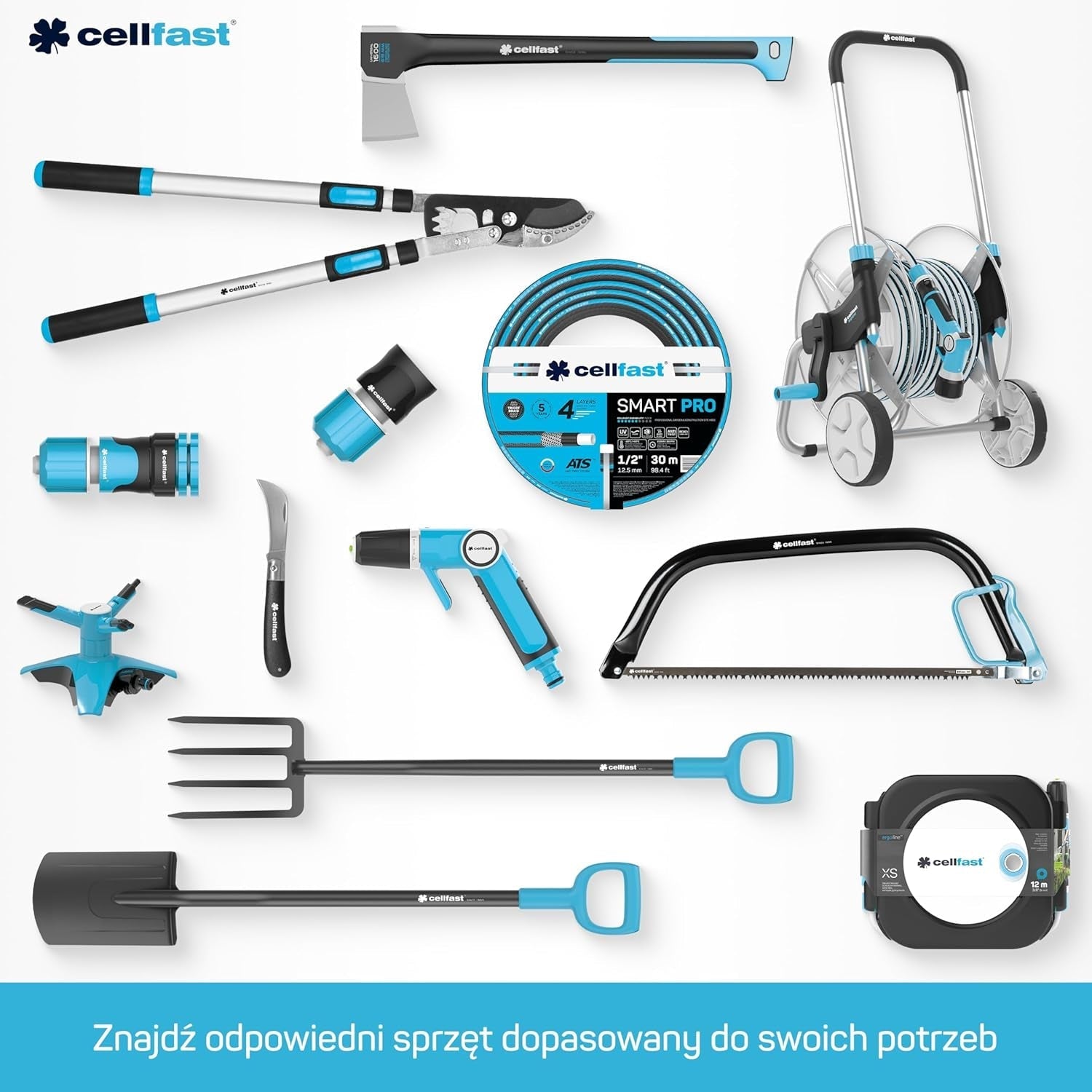Cellfast Ideal trädgårdsslangset, robust, flexibel, 4-lagers, sprinkler, UV- och algbeständig, Reach-teknik, 27 bar, -20/+60° kortsiktigt, 1/2 tum, 20 m