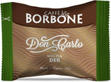 Caffè Borbone Don Carlo Dek Entkofeinierte Kaffeemischung - 50 Kapseln - Kompatibel med Lavazza®* A Modo Mio®* Haushalts-Espressomaschinen