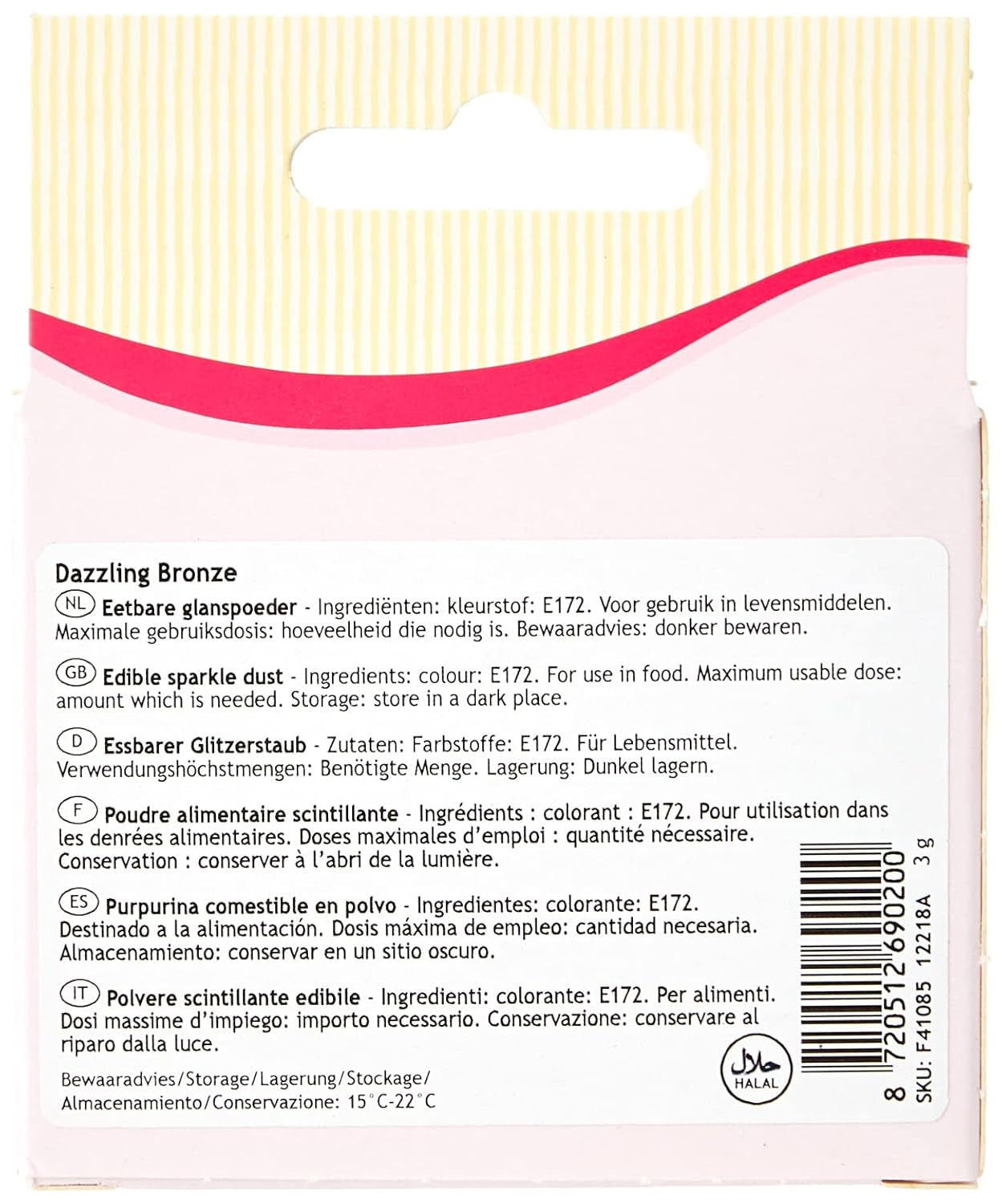 Funcakes Sparkle Dust Dazzling Bronze: Mousserande matfärgspulver för att dekorera tårtor, Halal-certifierat