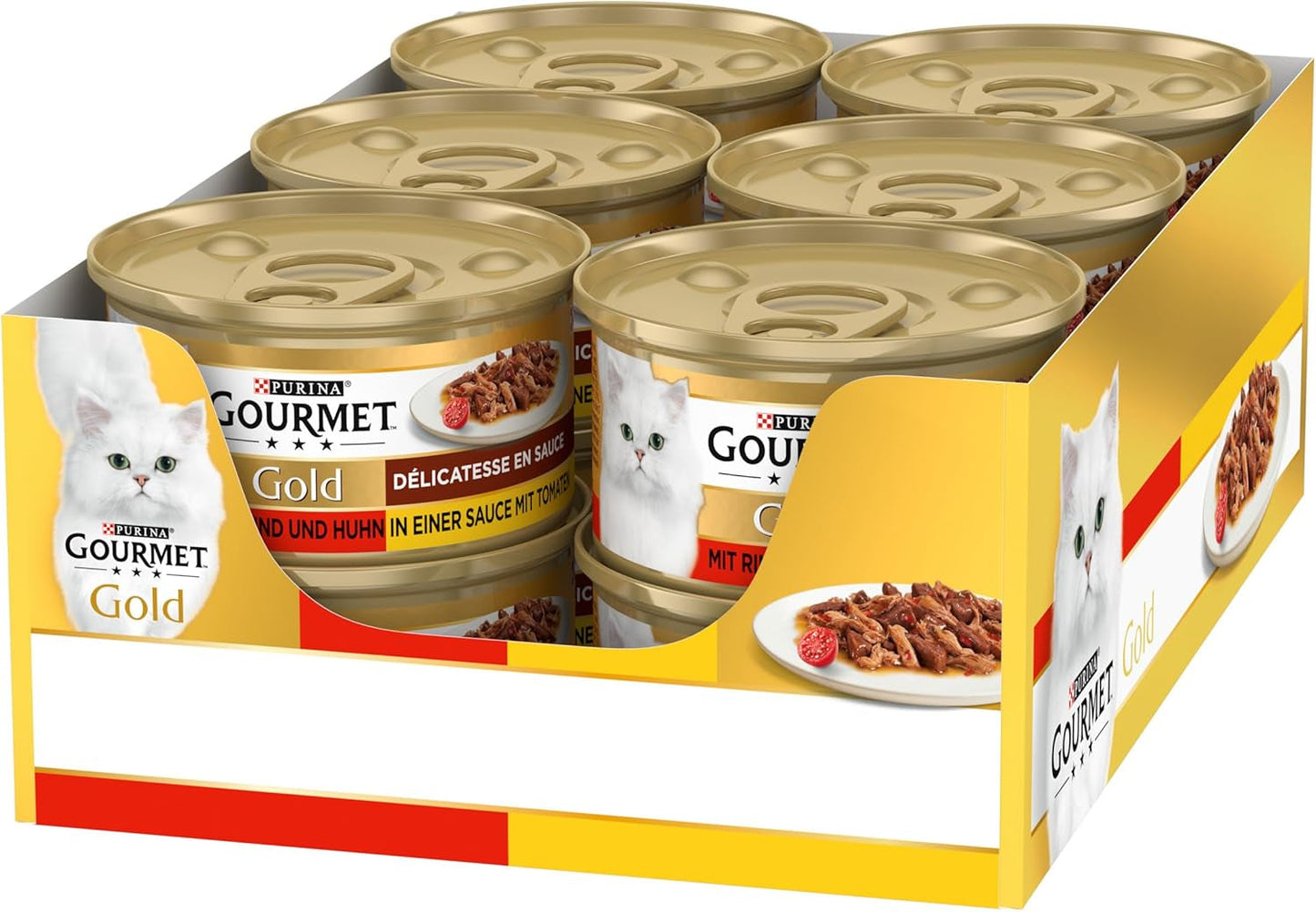 Gourmet Gold Délicatesse en sås nötkött och kyckling våt kattmat, förpackning om 12 (12 x 85 g)