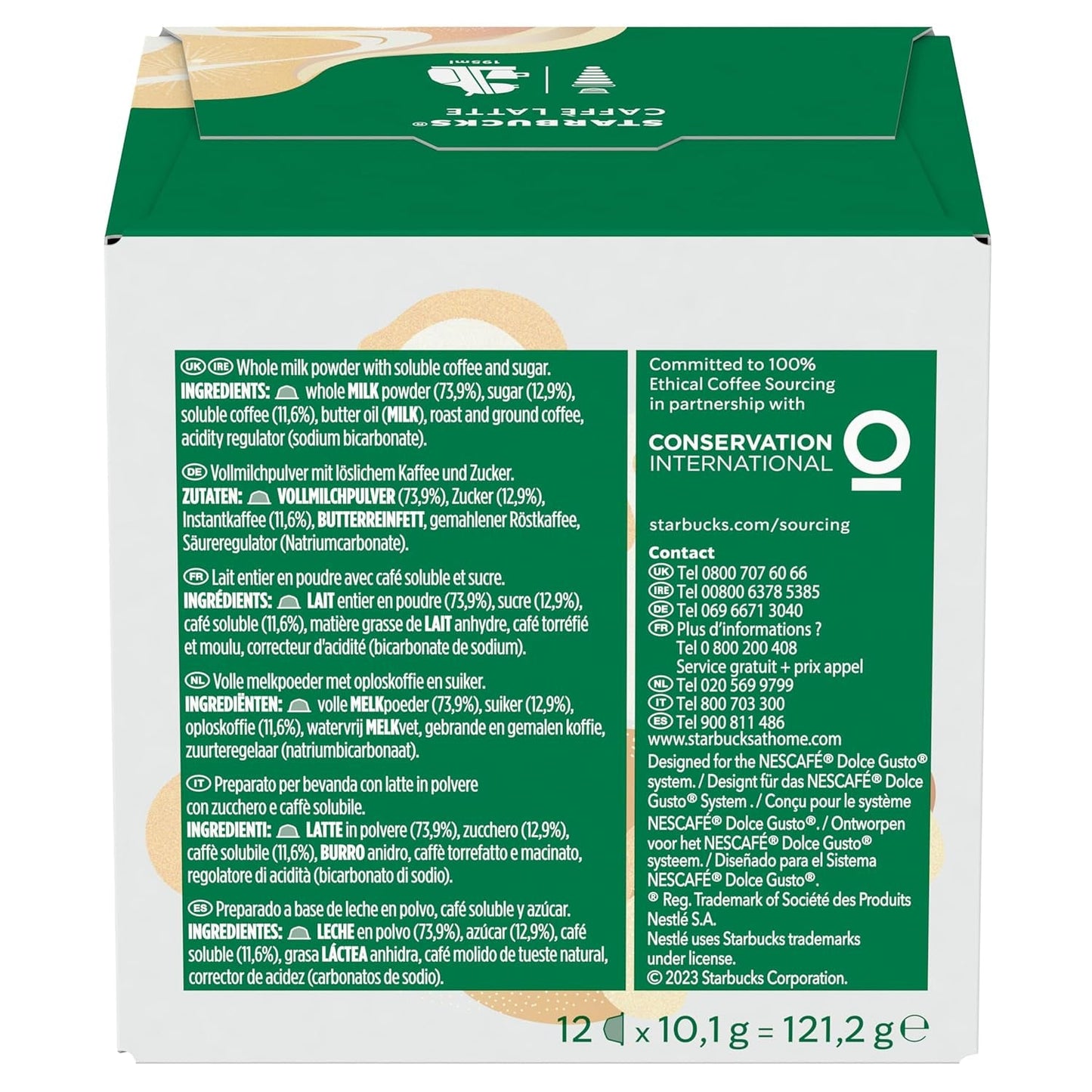 STARBUCKS Caffè Latte av Nescafé Dolce Gusto Kaffeekapseln 6 x 12 (72 Kapseln)
