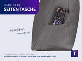 Läskudde Traumnacht Mysig Ryggkudde, 70 x 40 cm mörkgrå, avtagbart och tvättbart överdrag av 100 % polyester, praktisk sidficka, Oeko-Tex certifierad, tillverkad enligt tyska kvalitetsstandarder