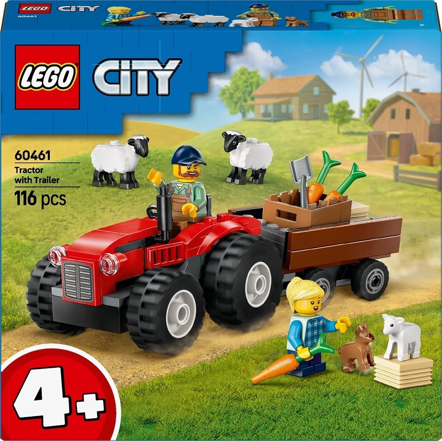 LEGO City traktor med släp - Gårdleksak med traktor och djurfigurer - Montessori-lekset för pojkar och flickor från 4 år - present med 2 minifigurer 60461 Byggset Besuche den LEGO-Store