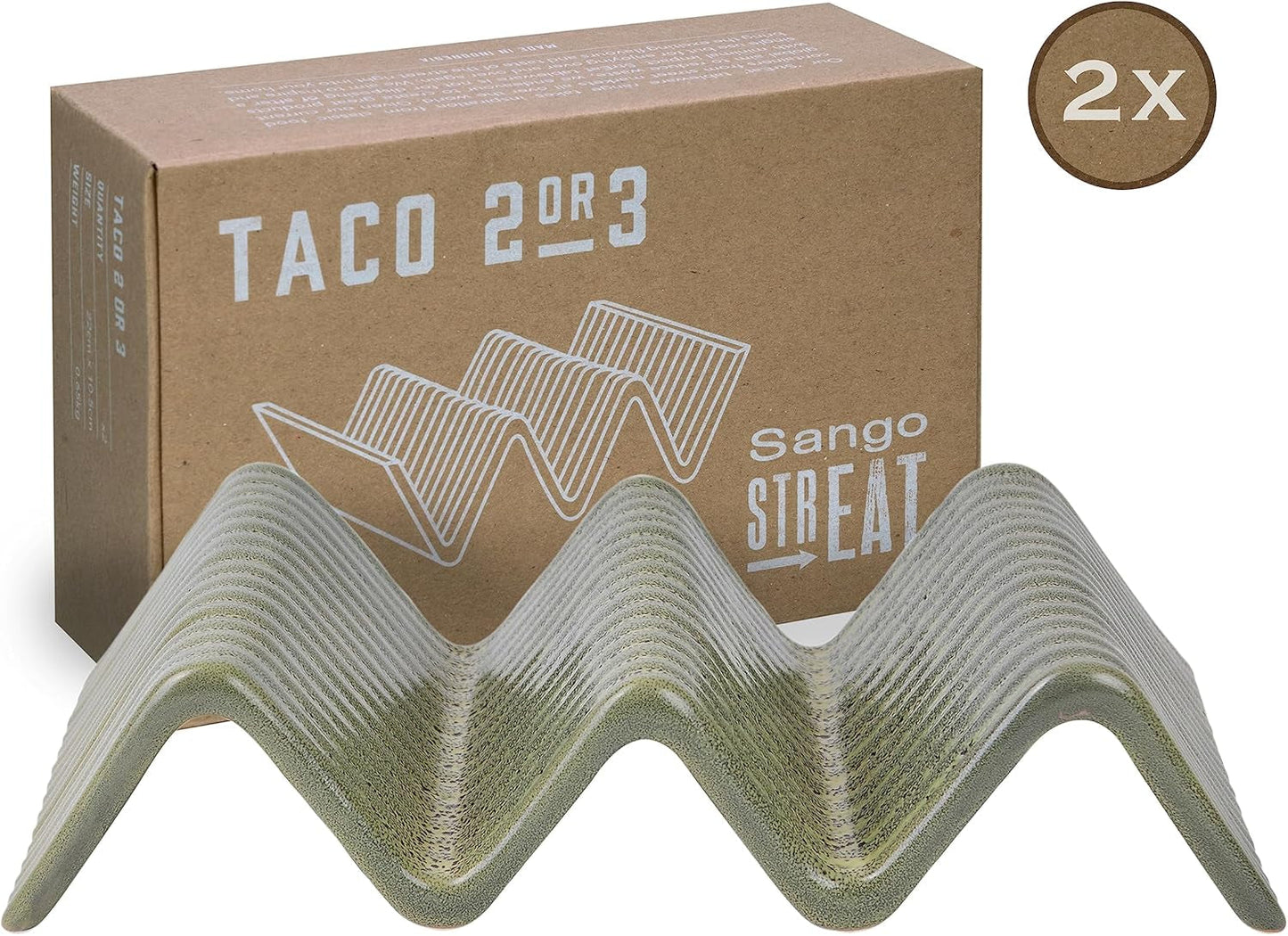 CreaTable, 33984, Street Food-serien, servisset för 2, Street Taco 2-ställ i stengods, diskmaskins- och mikrovågssäkert, kvalitetstillverkning