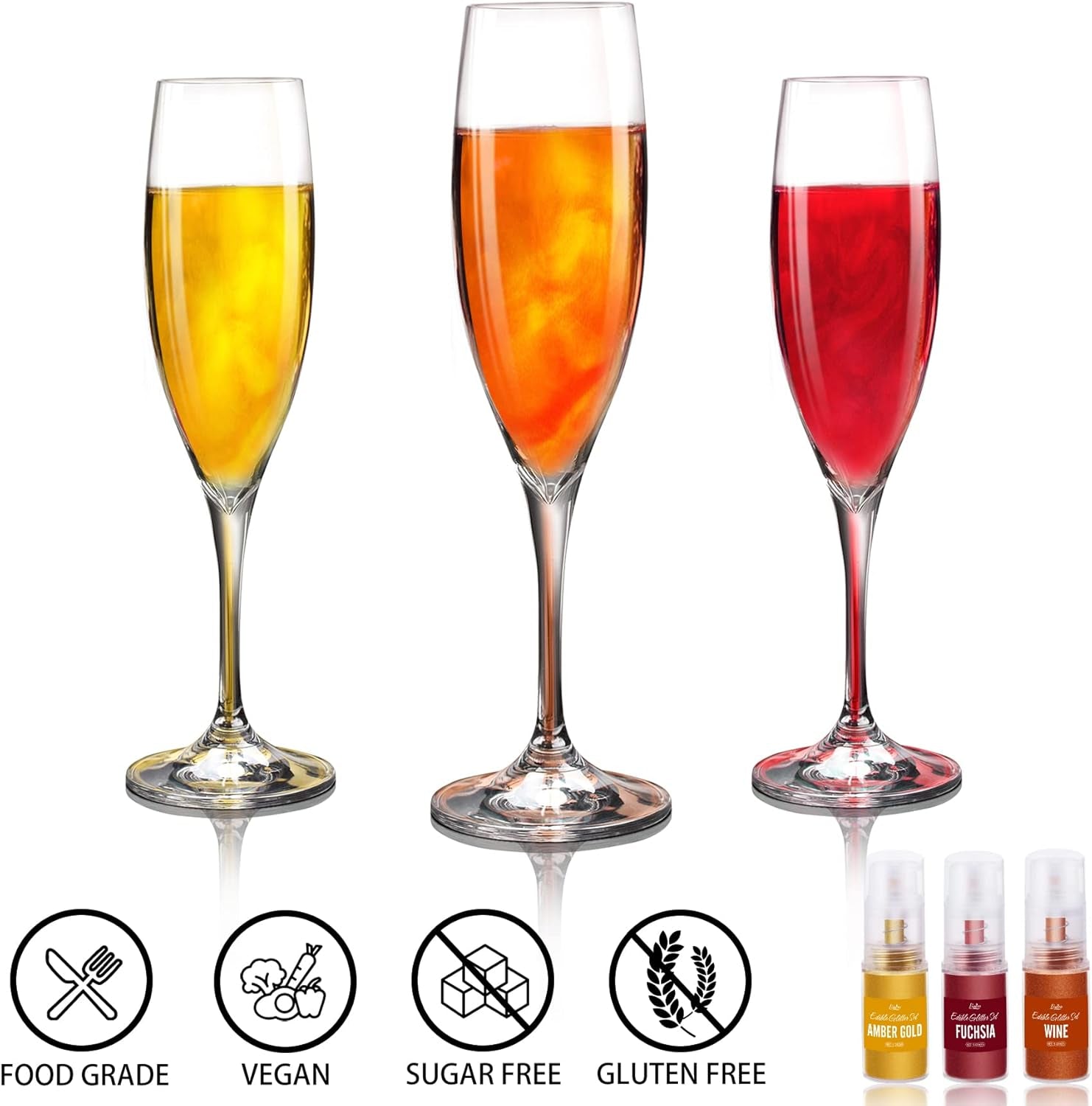 Ätbart glitterspray - 22G ätbart glitter, ätbart glitterpulver för drycker, tårtdekorationer, macarons - matfärgning glitterpulver, ätbart glitter för cocktails, muffins (rosa)
