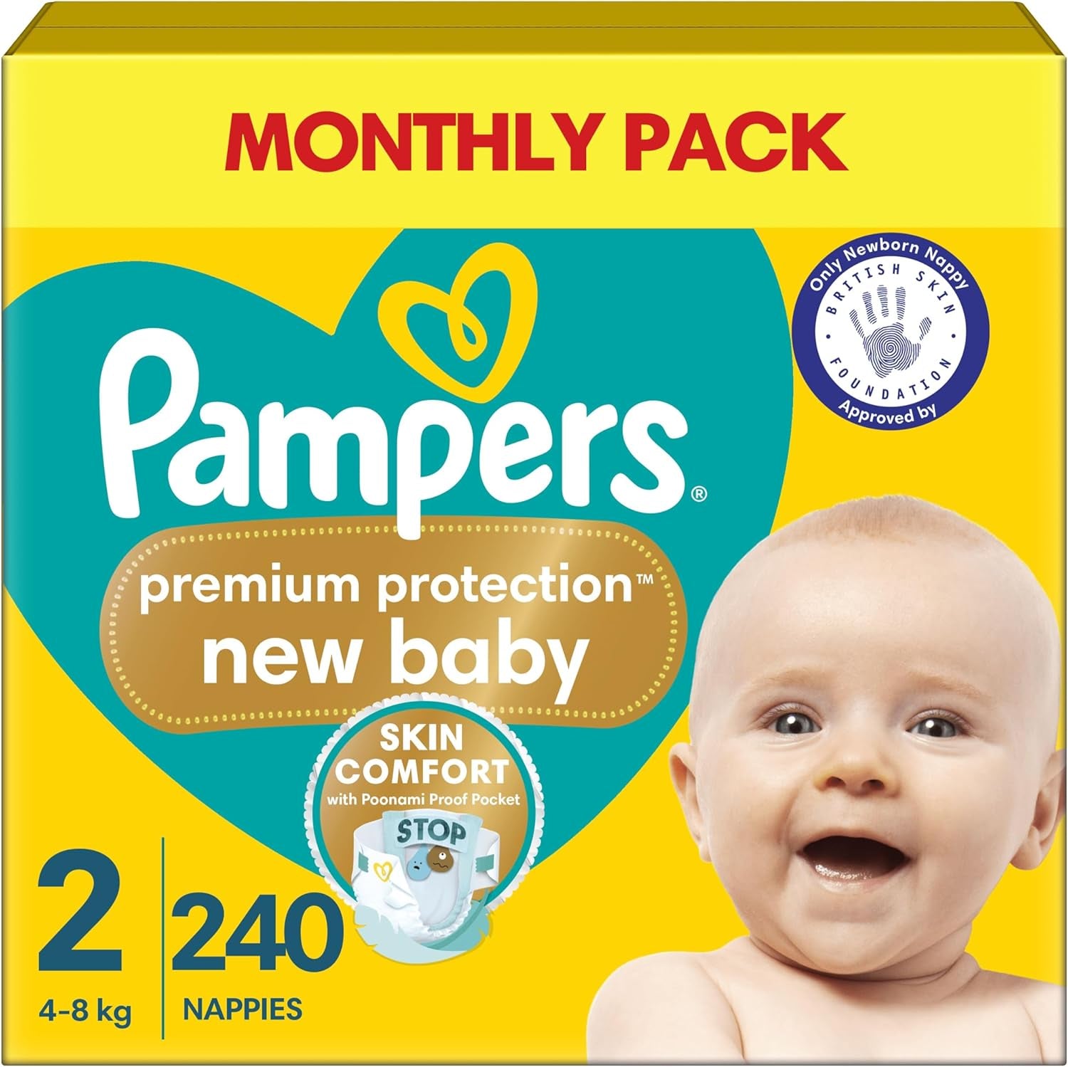 Pampers New Baby storlek 1 Nyfödd 2-5 kg ​​Transportförpackning, förpackning om 4 (4 x 23 stycken)