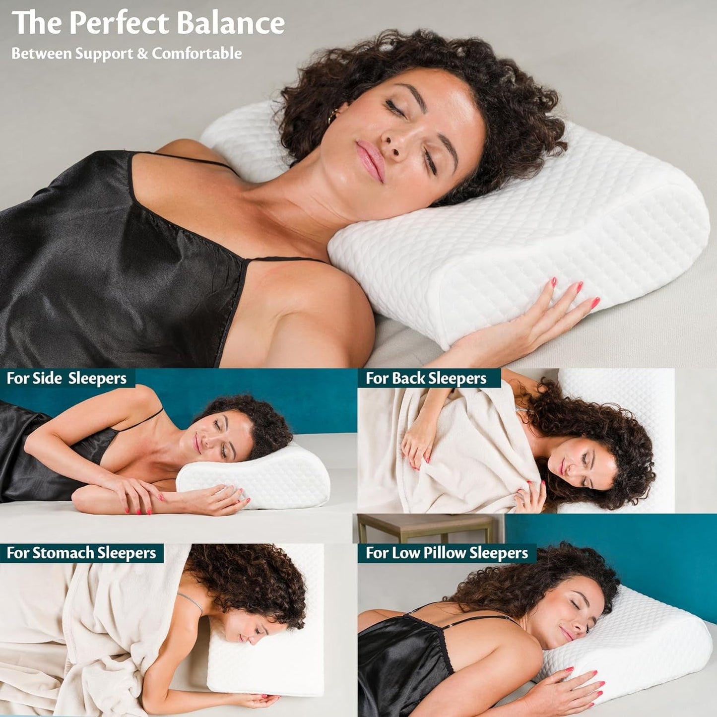 Nackstöd Höjdjusterbar Memory Foam Kudde Ortopedisk och Ergonomisk Sängkudde Nackesmärtlindring Kudde Nackstöd och Anti Snarkning Tvättbara Polyes. Keps Cervikala ortopediska kuddar Naty Shop