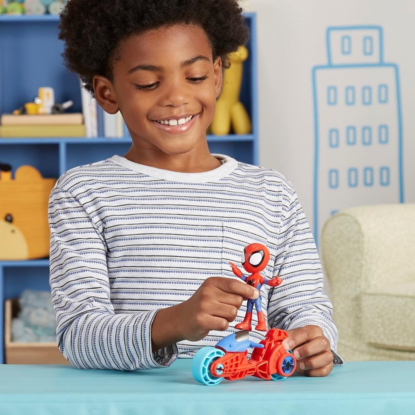 SPIDEY och HANS FANTASTISKA VÄNNER Marvel Spidey Motorcykelfigurleksak för pojkar och flickor från 3 år och uppåt Actionfigurer Naty Shop