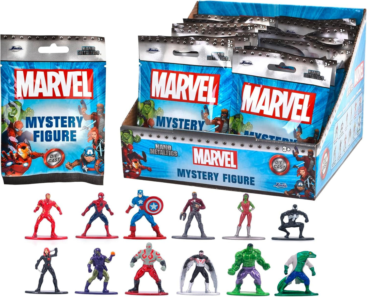 Jada Toys 253221016 - Marvel Nanofigures Blind Pack - Metal Marvel Samlarfigurer i Blind Pack, 4 cm, 3 år och uppåt, Slumpmässigt urval, Svarta Actionfigurer Naty Shop L