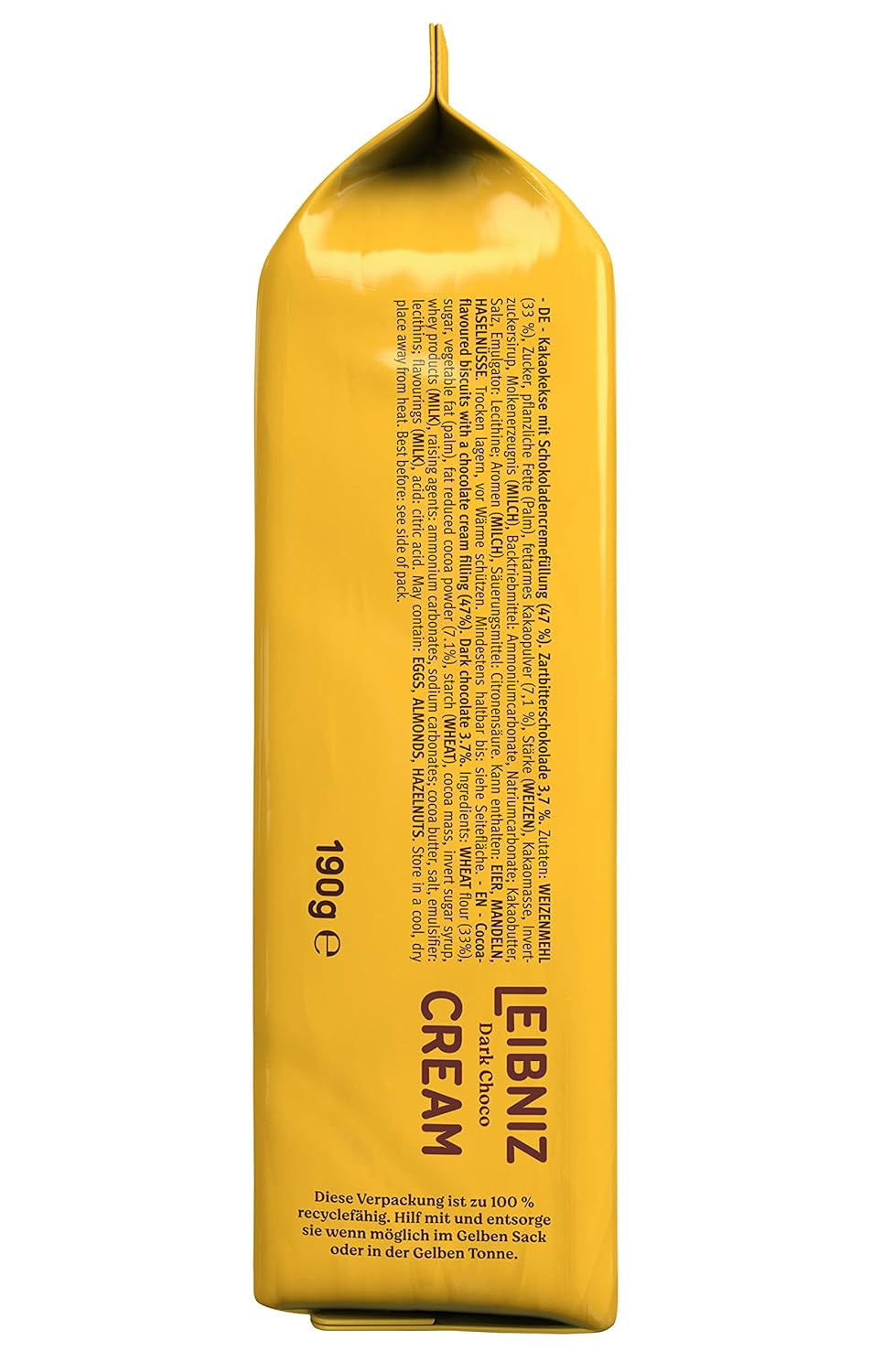 Crunchy Cookies med kakao och mörk chokladcreme, paket med 14, för förvaring eller försäljning (14 x 190 g)