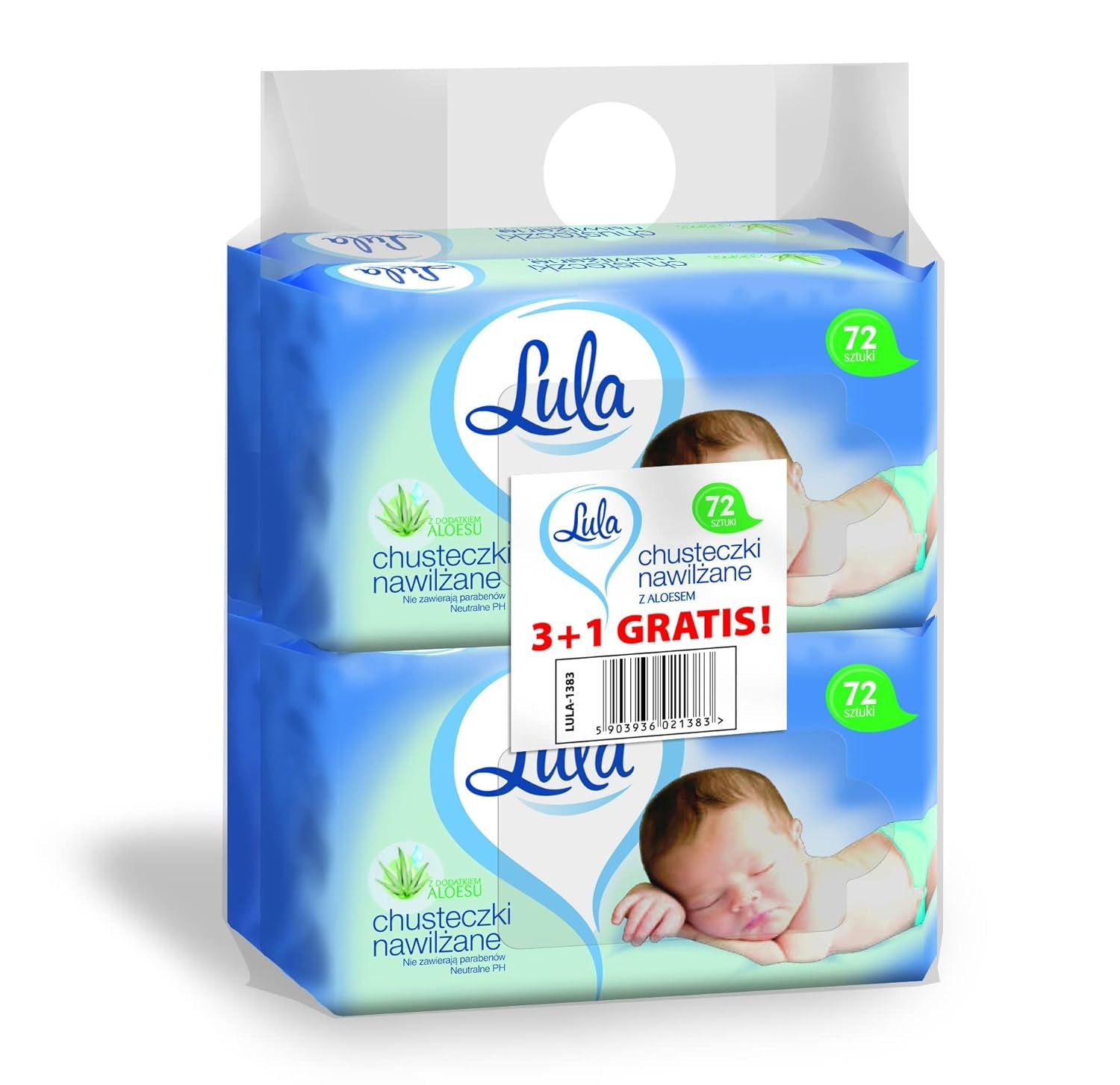 LULA Aloe Vera Baby våtservetter 72st 3st + 1st gratis