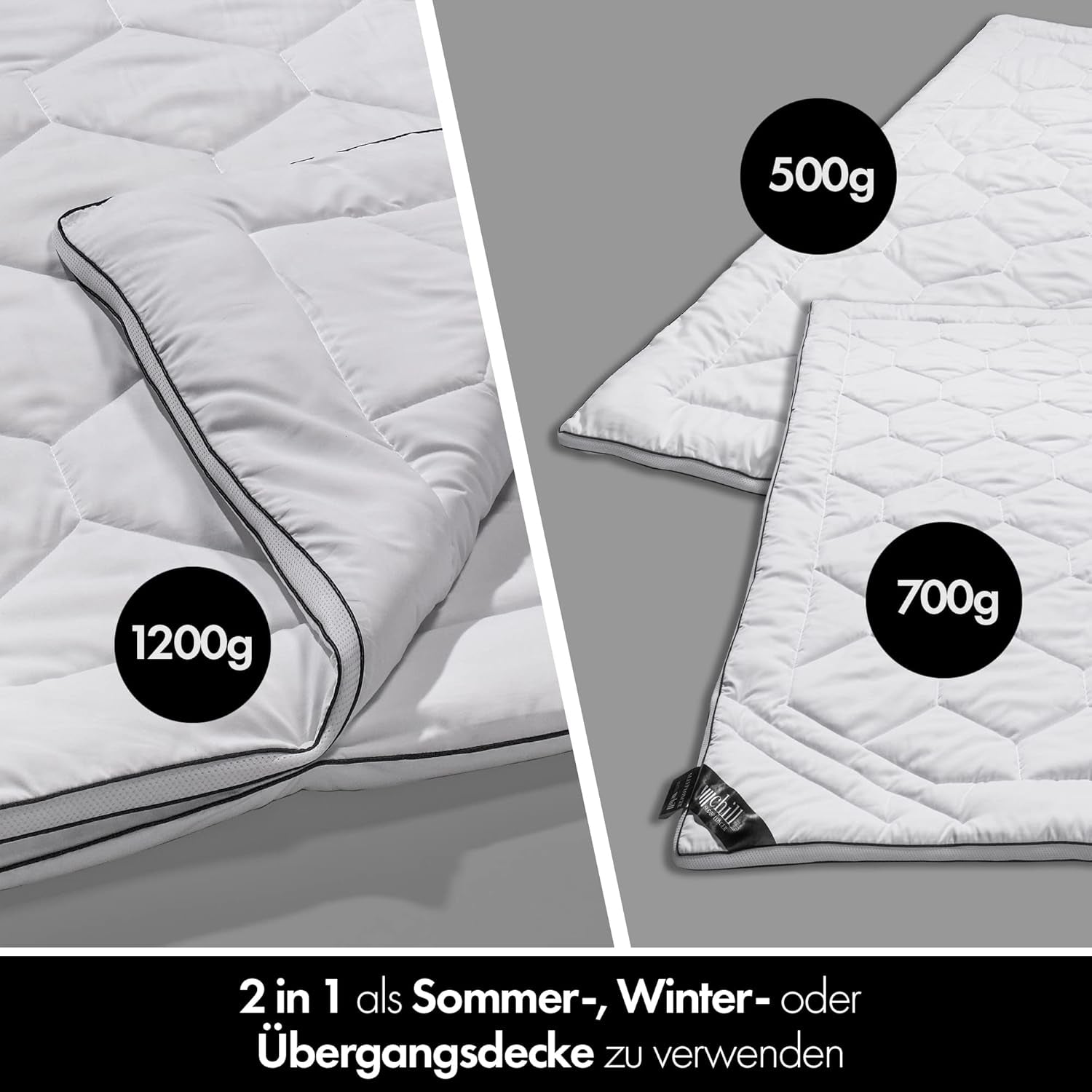 4 Seasons Quilt 135X200-2 i 1 All-Season Quilt 135X200 - Andningsbart, tvättbart och veganskt täcke - Duotäcke med komfortband för att sova - 500G & 700G fyllnadstäcken och täcken Naty Shop