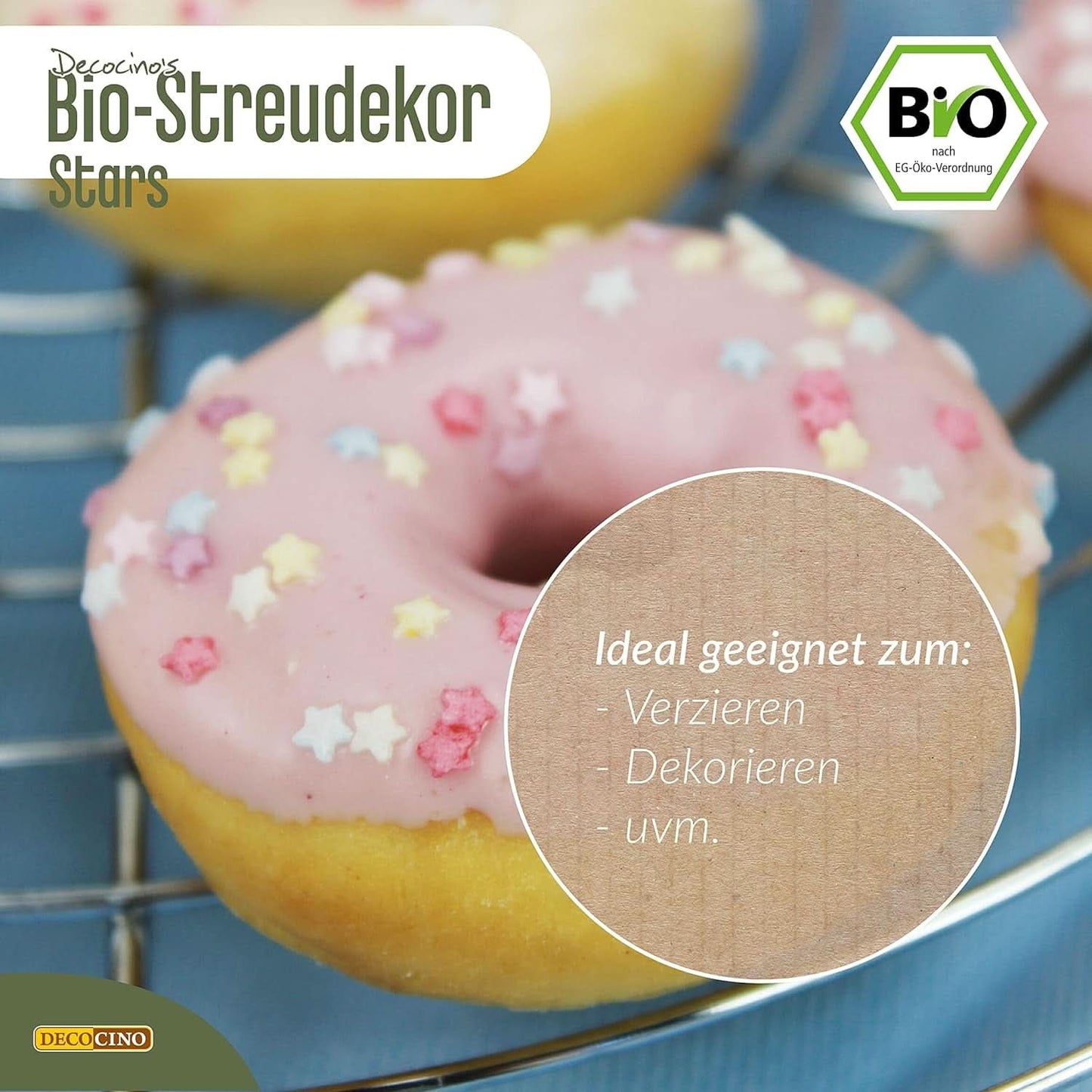 DECOCINO Organic Sprinkle Stars, 50 gram Sprinkles Naty Shop