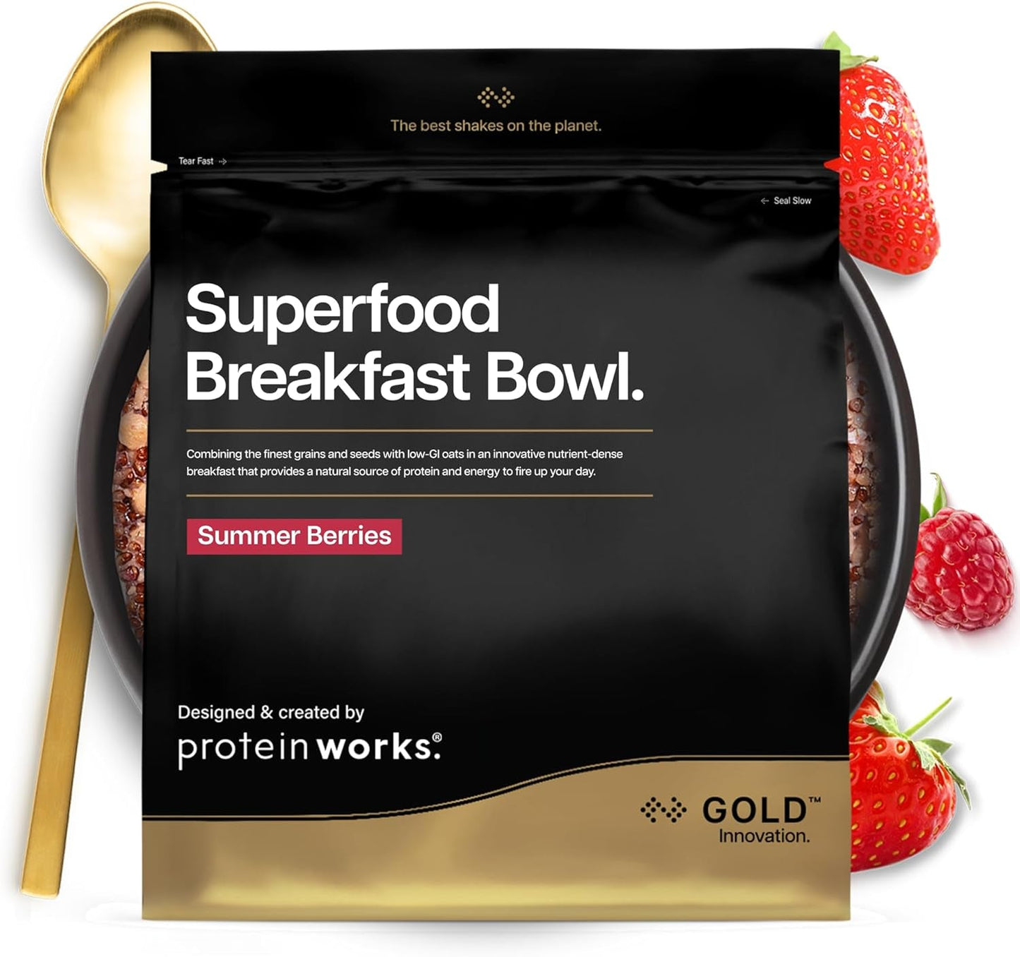 Protein fungerar | Superfood Frukost - GULD Innovation, prisbelönt spannmål, proteinmüsli, näringsrik med spannmål, frön och havre, fiberrik, äpple och kanel, 10 portioner, 600 g