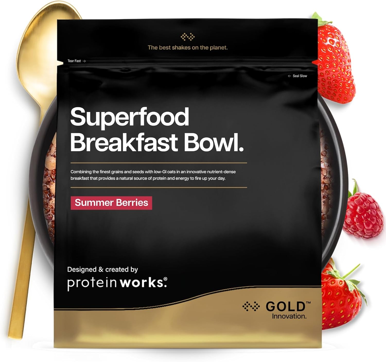 Protein fungerar | Superfood Frukost - GULD Innovation, prisbelönt spannmål, proteinmüsli, näringsrik med spannmål, frön och havre, fiberrik, äpple och kanel, 10 portioner, 600 g