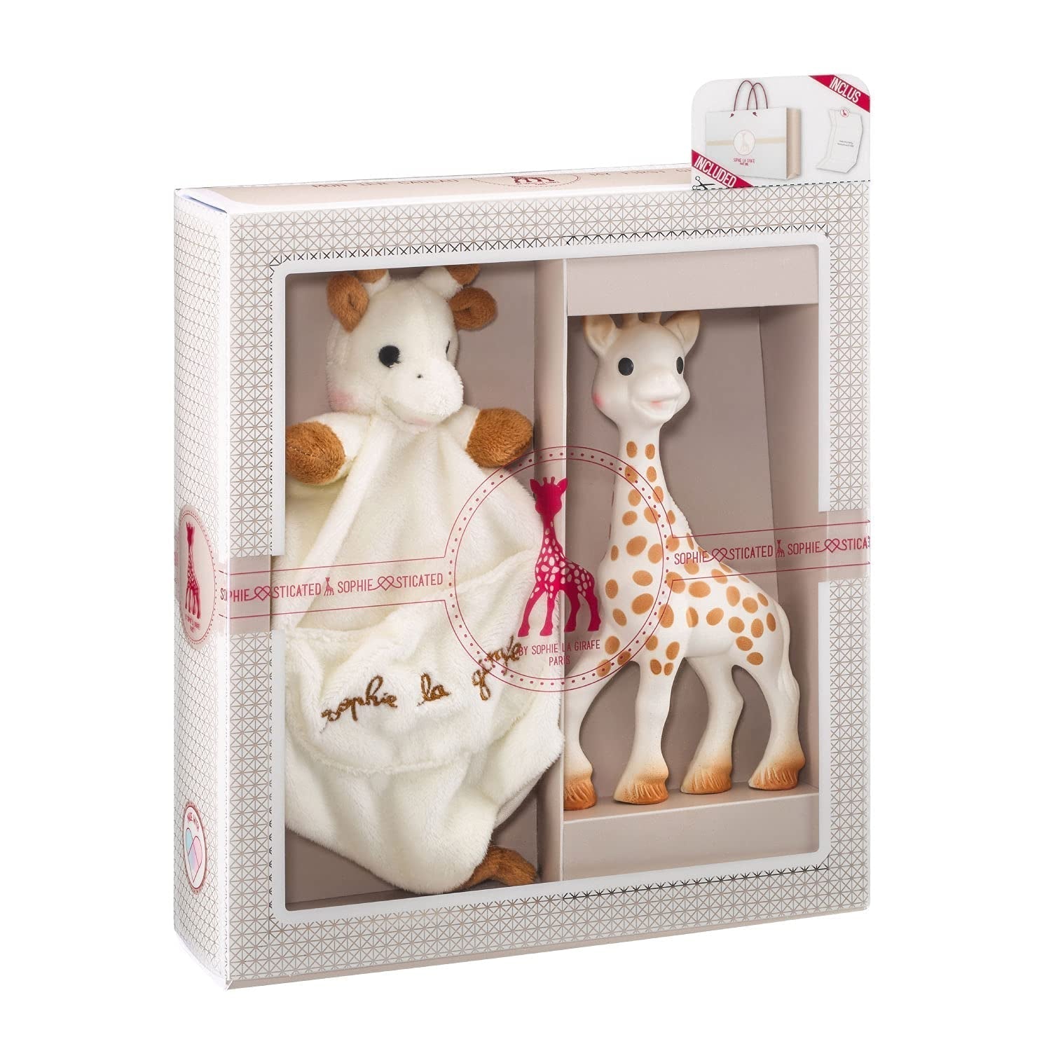 Sophie the Giraffe Födelsedagspresentset Sophiesticated Rattle Pouet 00012 Jucarii Bebe Naty Shop Unicolor Sophie La Girafe Baby Tandling Leksak och plysch presentset