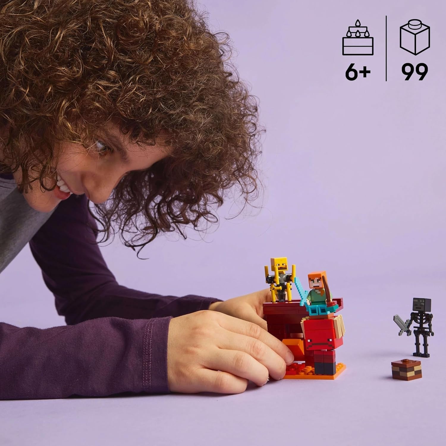 LEGO Minecraft Lava Duell of the Deep, Leksak för TV-spelsfans, fästning med minifigurer inklusive Alex, Skeleton Wither, Lohe och Strider, Present för flickor och pojkar 6 år gamla 21266 Byggset Beuche den LEGO-Store