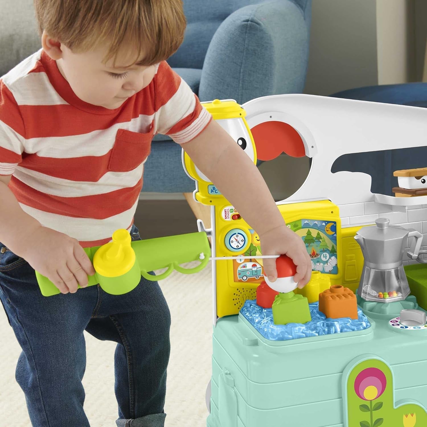 Fisher-Price - Laugh and Learn Camper 3-i-1 Baby Push Toy and Music Activity Center Baby Toy 9-36 månader HCK51 Baby Toys Naty Shop