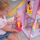 Kidkraft Candy Castle Trädockhus med möbler och tillbehör, Lama Unicorn Figure House, Ice Cream Cake Lift och gummistol för dockor, leksak för 3 år gammal, 20242 Naty Shop Dollhouses