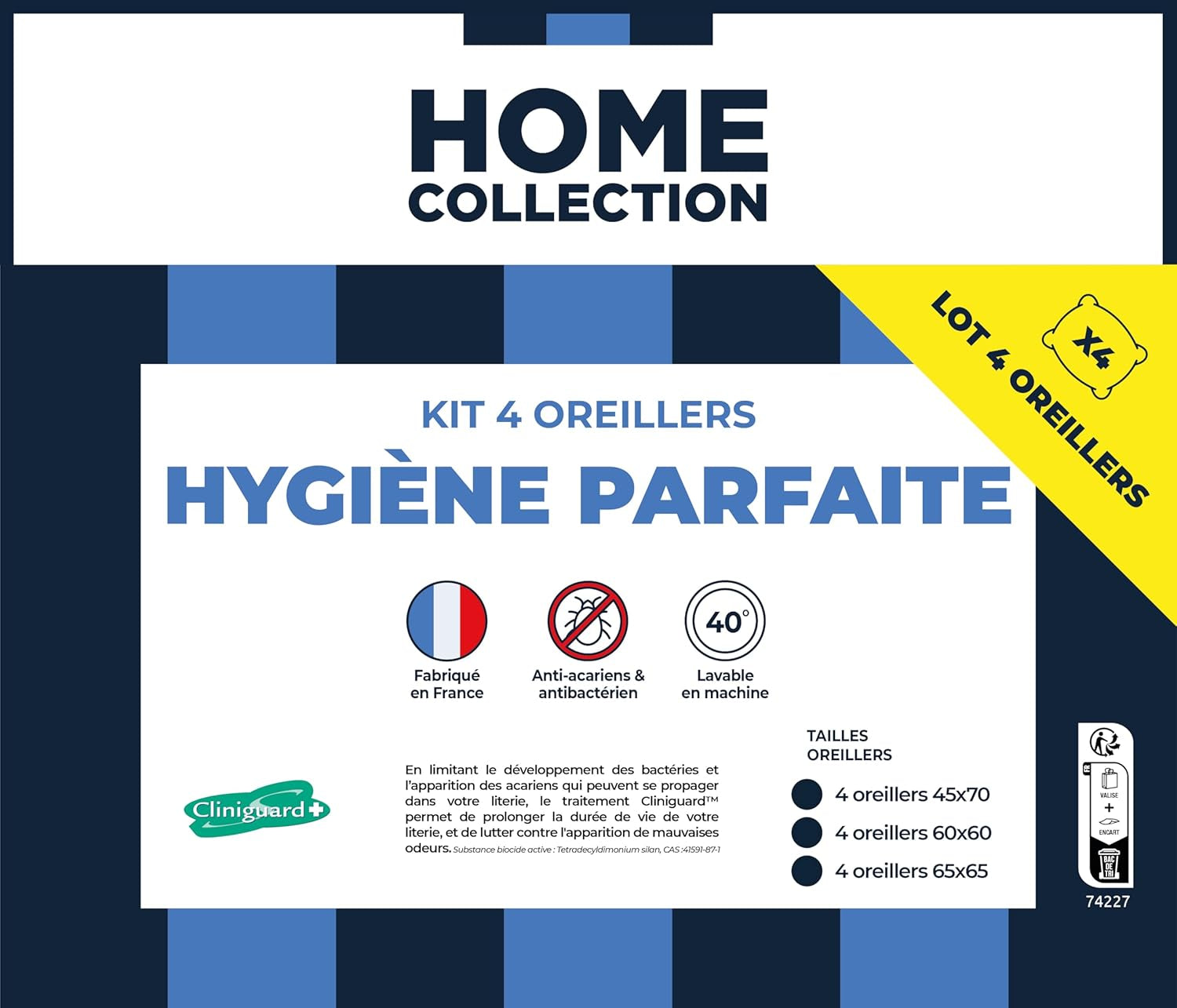 Bleu Câlin Home Collection Set med 4 kuddar Cliniguard Anti-Mite White 60X60 Cm Standardkuddar Naty Shop
