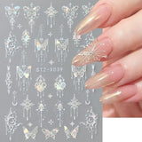 3D Metallic Schwarz Schmetterling Nagelsticker - Laser Pink Aurora Nagelaufkleber - Punk Butterfly Nail Art Stickers - Silver Nagelsticker - Nageldesign Zubehör