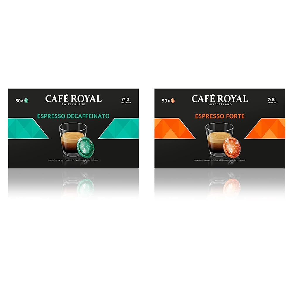 Espresso Forte 50 Pads för professionell Nespresso Machine - 7/10 Intensity - UTZ-zertifiziert & Espresso Decaffeinato 50 Pads för professionell Nespresso Machine - 7/10 Intensity
