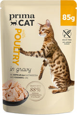 PrimaCat - Klassiskt våtfoder för katter, smak av fågel i sås, 28 x 85 g