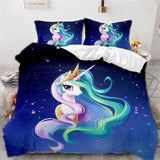 Sängkläder för tjejer, Unicorn, 2 örngott Sängkläder - barn Naty Shop Unicorn på blå bakgrund 220×240 Cm