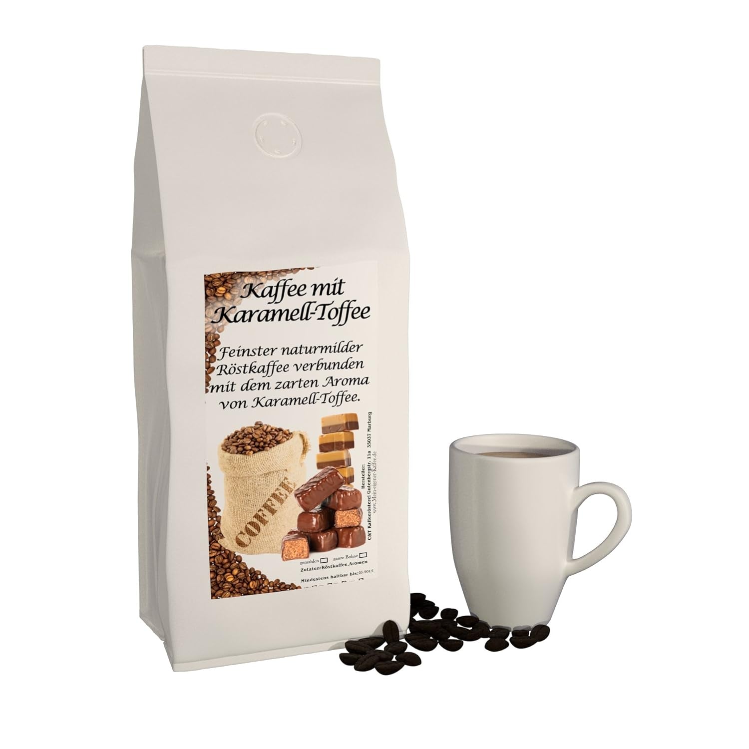 Aromakaffe - Aromatisierter Kaffee - Ganze Bohne - Frisch Von Uns Geröstet (Caramel, 500 Gramm)