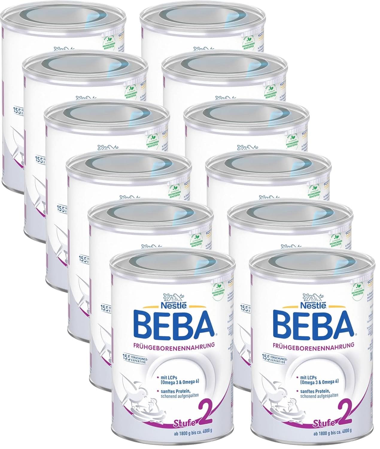 Mat för för tidigt födda barn BEBA Level 2, Specialfoder för för tidigt födda barn och lågviktiga nyfödda, färdig att dricka, förpackning om 32 (32 x 90 ml) Naty Shop
