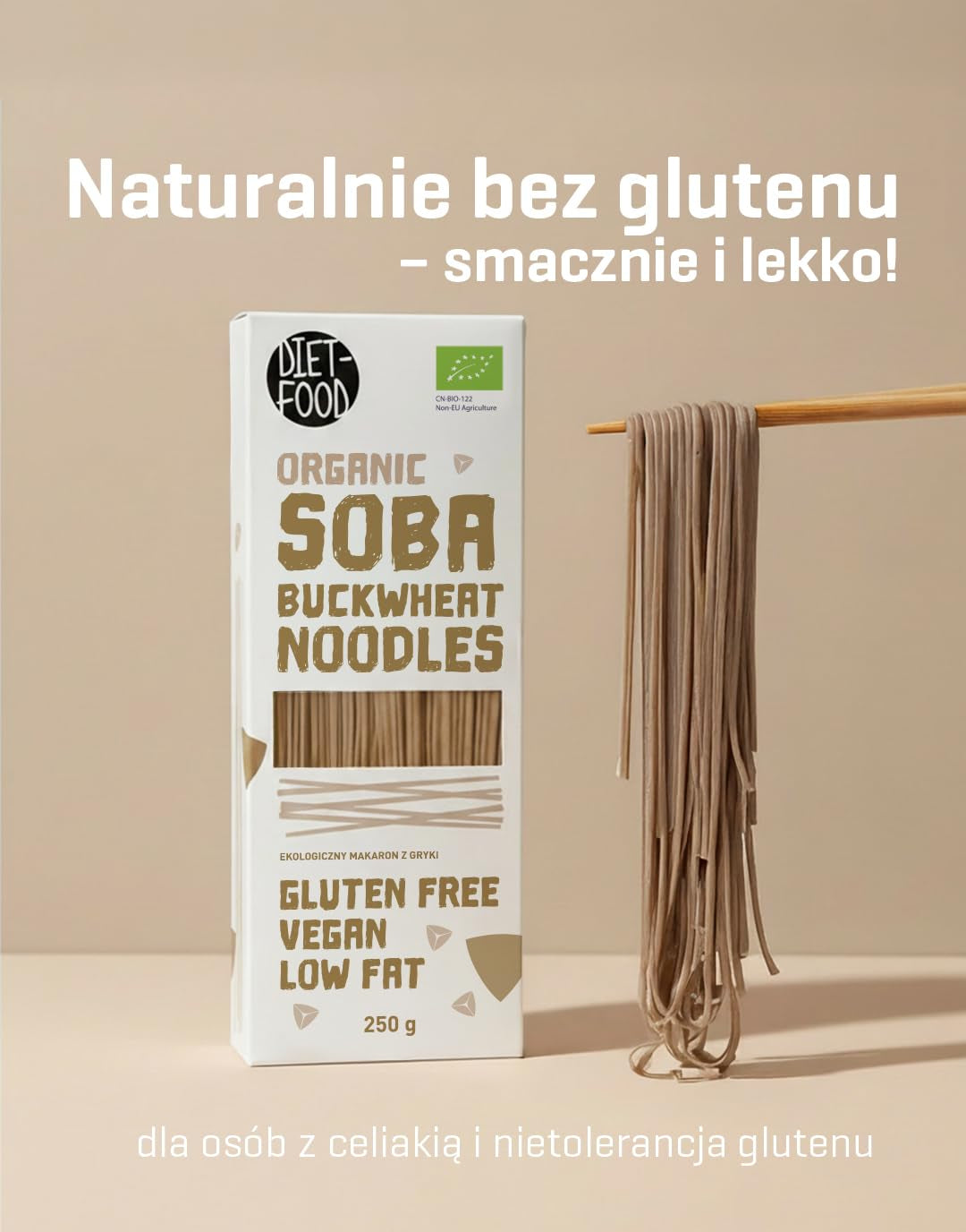 DIET-MAT ​​Bio Buchweizen Soba Nudeln Lebensmittel Pasta Vegan Glutenfreie Lactosefrei Sojafrei Nudeln für Vegetarier and Veganer 250 Gramm
