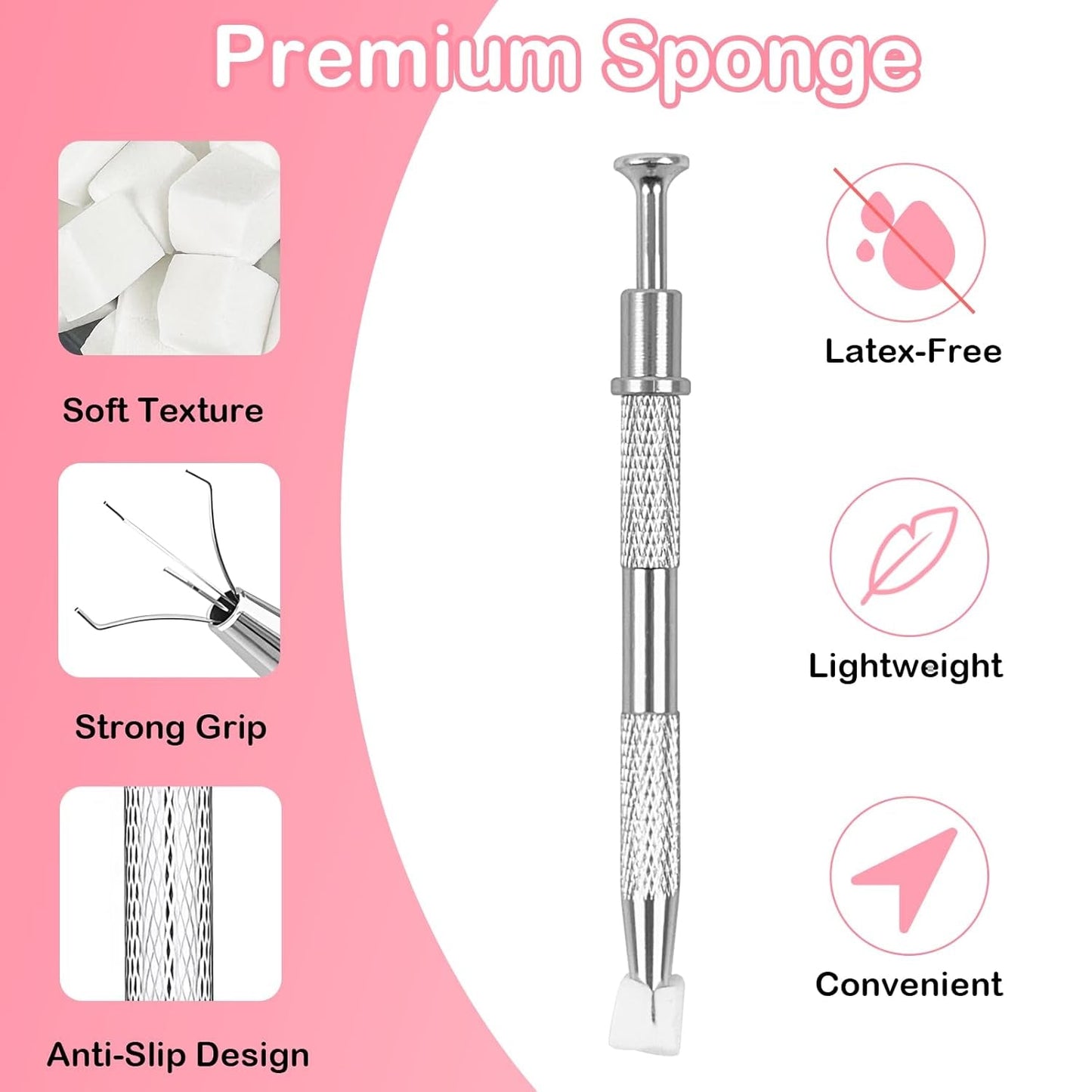 100Stks Latexfrei Nailart Schwämme, Ombre Nagelschwammpinsel, Nagelschwamm Mit Metallgreifer 100 Blatt Nailart-Mischpapier Austellungsbox, Maniküre Schwamm Applikator Für Farbverlauf Nailart