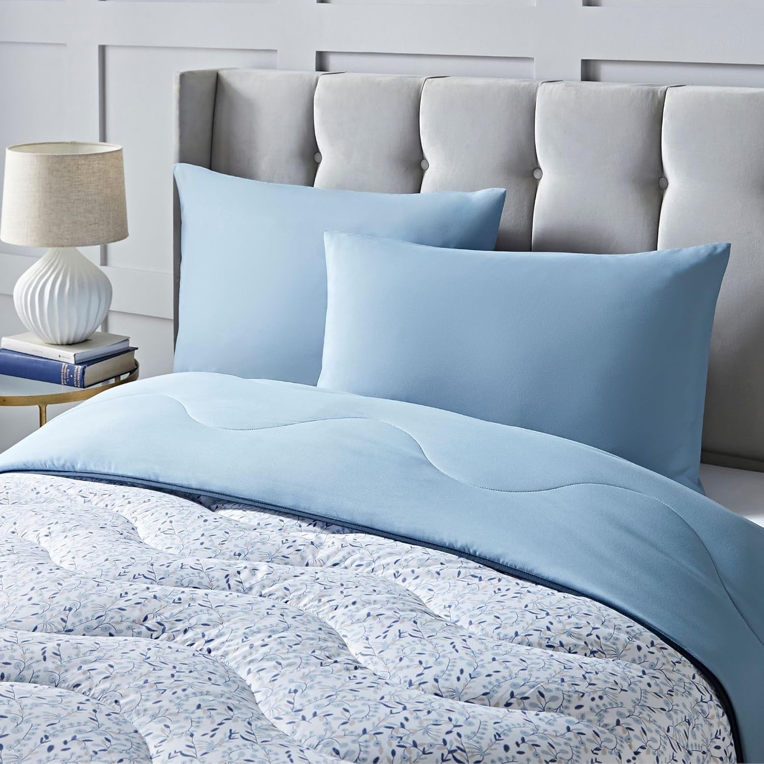 Night Lark Överdragslöst Påslakan Super King 6 Tog Vår Sommar - Blue Garden Super Mjuk Täcke Lätt maskintvättbar Snabbtork Påslakan Allt-i-ett Vändbara täcken & täcken Naty Shop