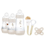 MAM Newborn-set, presentset, bestående av: 2 x Anti-kolik-flaskor 160 ml, 1 x Anti-kolik-flaska 260 ml, 1 x Original Start-napp, 1 x Brosch för napp, från 0 månader, Neutro
