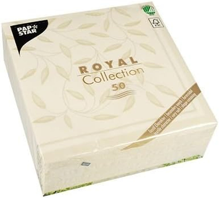 Papstar, 50 servetter "ROYAL Collection" 1/4-faldigt 40 Cm X 40 Cm champagne "New Mediterranean", #11651