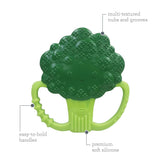 Infantino Lil' Nibbles, texturerad silikonbitring, BPA-fri babybitringleksak, mjuk, lätt att hålla, sensorisk stimulering för spädbarn, broccoli