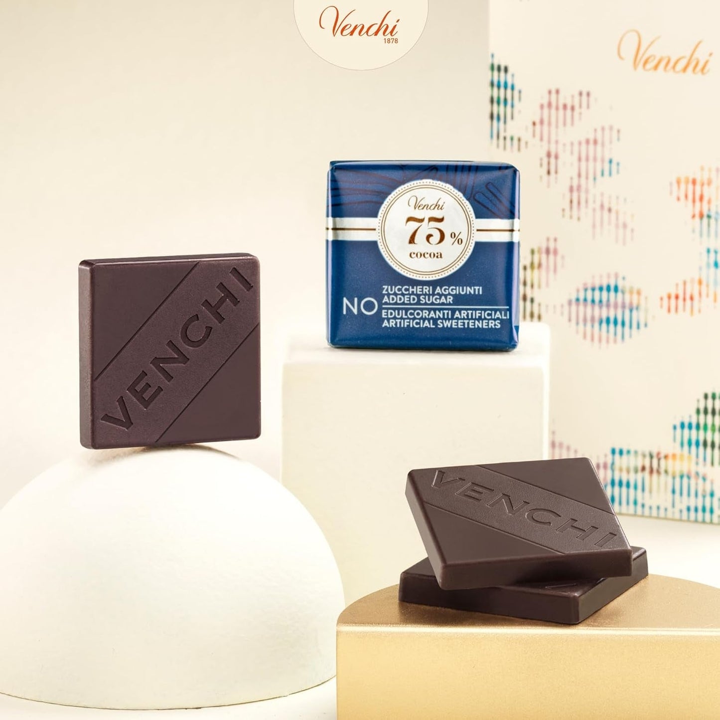 Venchi – Granblend Extra Black 75 % INGEN tillsatt socker, 1 kg – INGEN konstgjorda sötningsmedel – Glutenfri – Vegansk