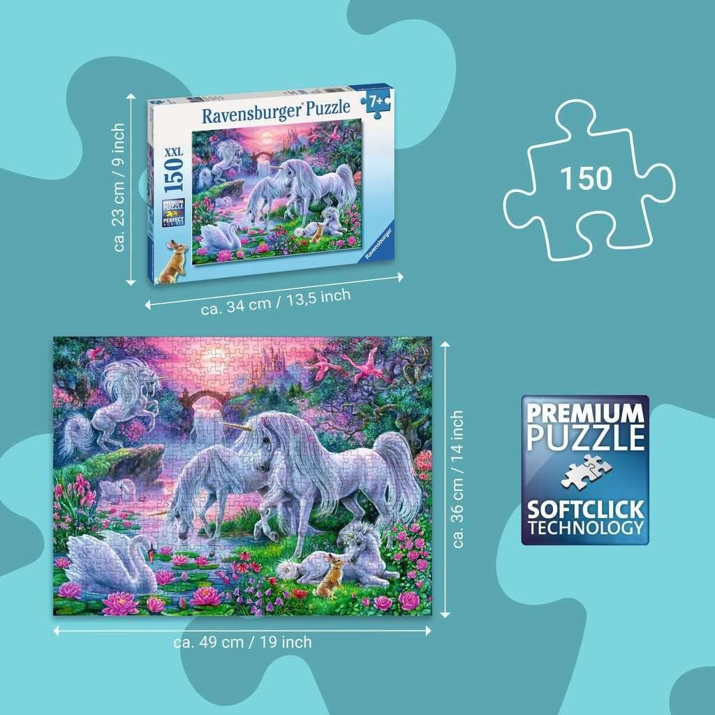 Ravensburger pussel för barn - 10021 Einhörörner Im Abendrot - Fantasy pussel för barn över 7 år, med 150 bitar i XXL-format Puzzle Naty Shop