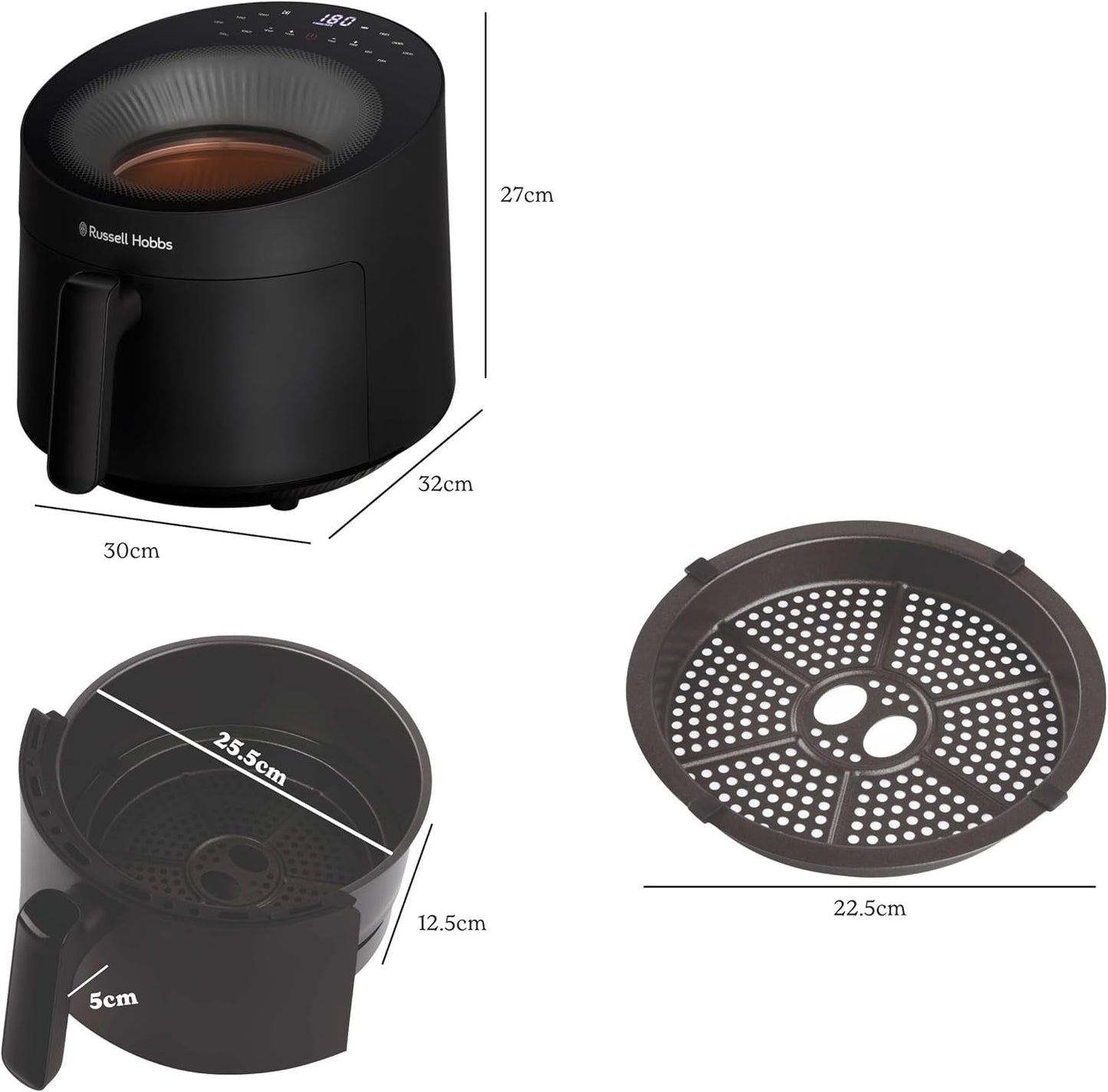 Russell Hobbs Airfryer, 5 liter, 10 program, visningsfönster Naty Shop Appliances